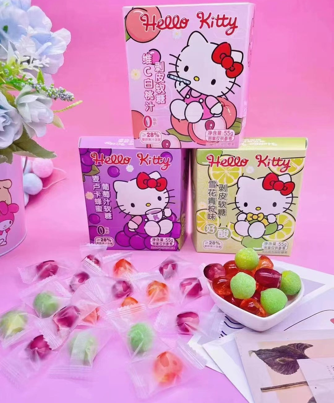 Bala sabor limão Hello Kitty - Guangdong JinJin 55g