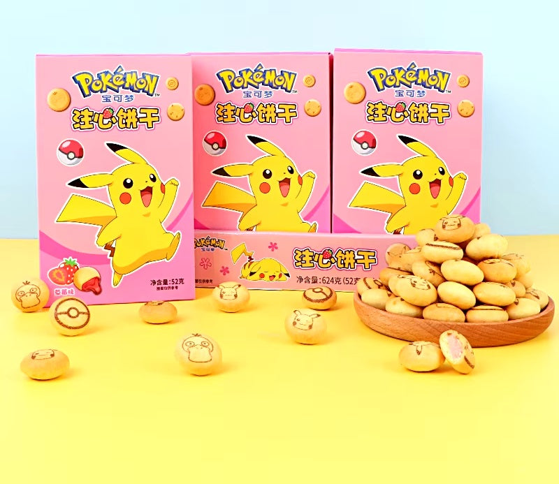 Biscoito ao leite recheado sabor morango Pokémon 52g