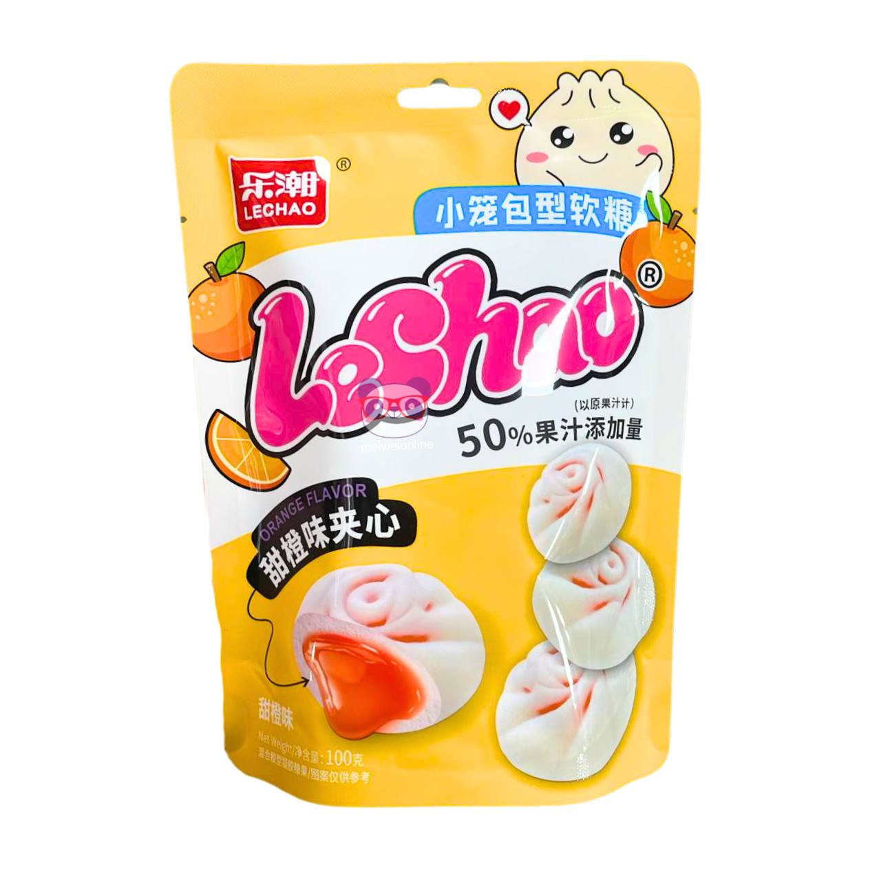 Doce tipo XiaoLongBao recheado sabor laranja - LeChao 100g