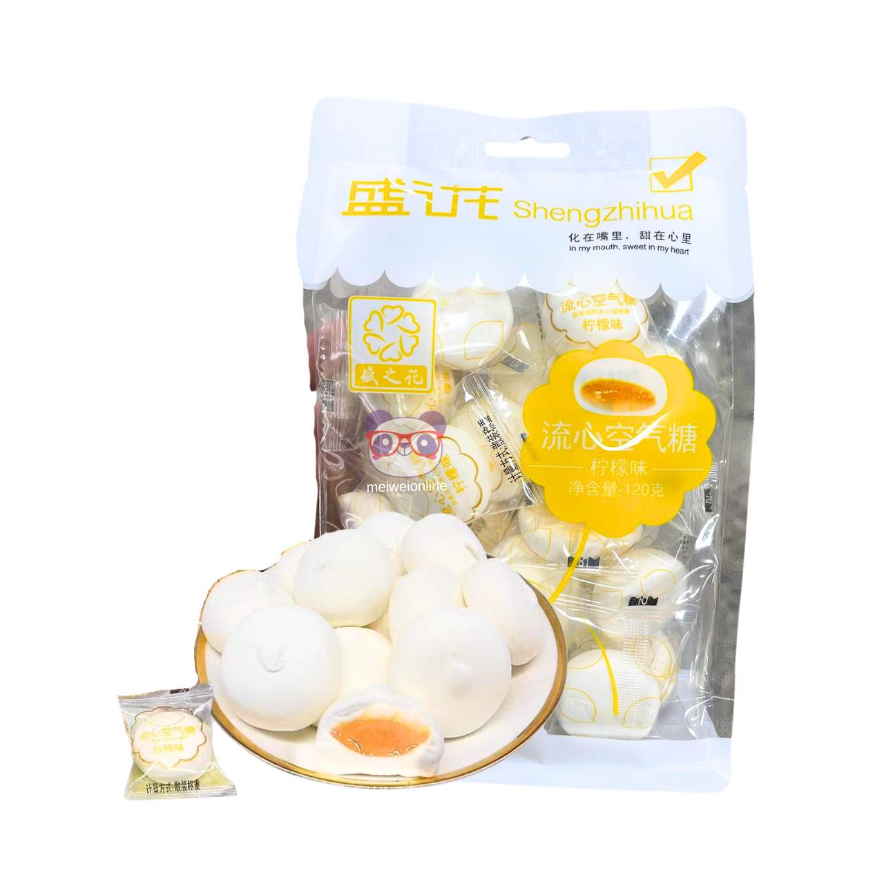 Marshmallow recheado sabor limão - Shengzhihua 120g