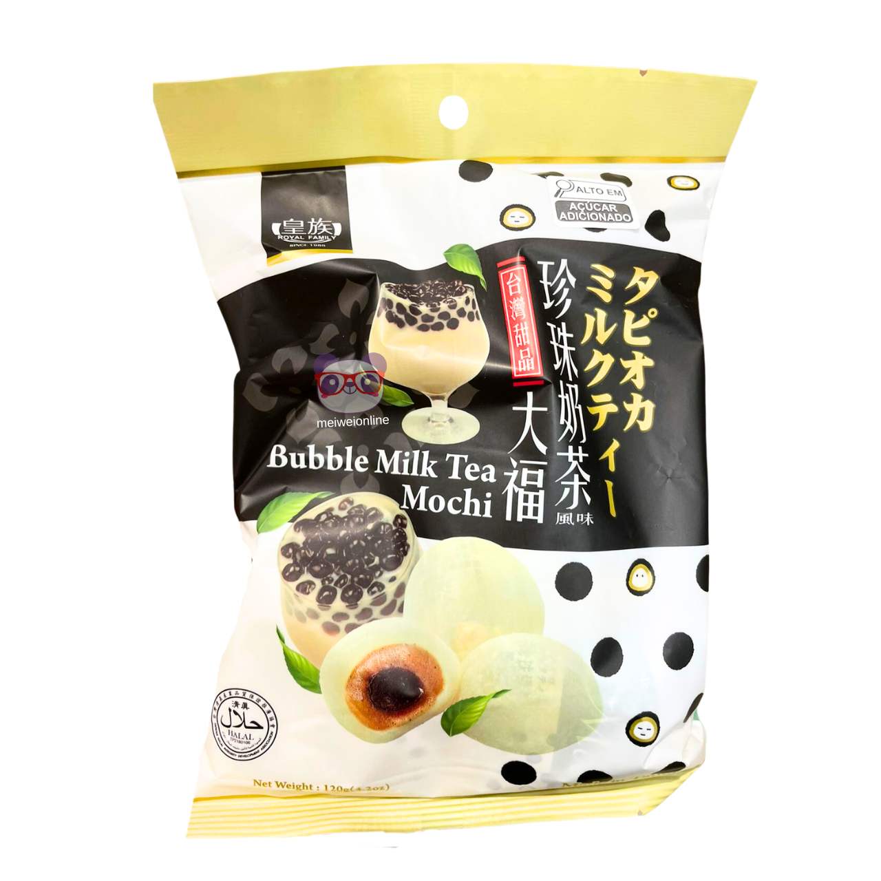 Mochi c/ bolinha de tapioca sabor chá e leite (Bubble Tea) - Royal Family 120g